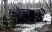 Серьезное ДТП на въезде в Северодвинск: автомобиль улетел в кювет